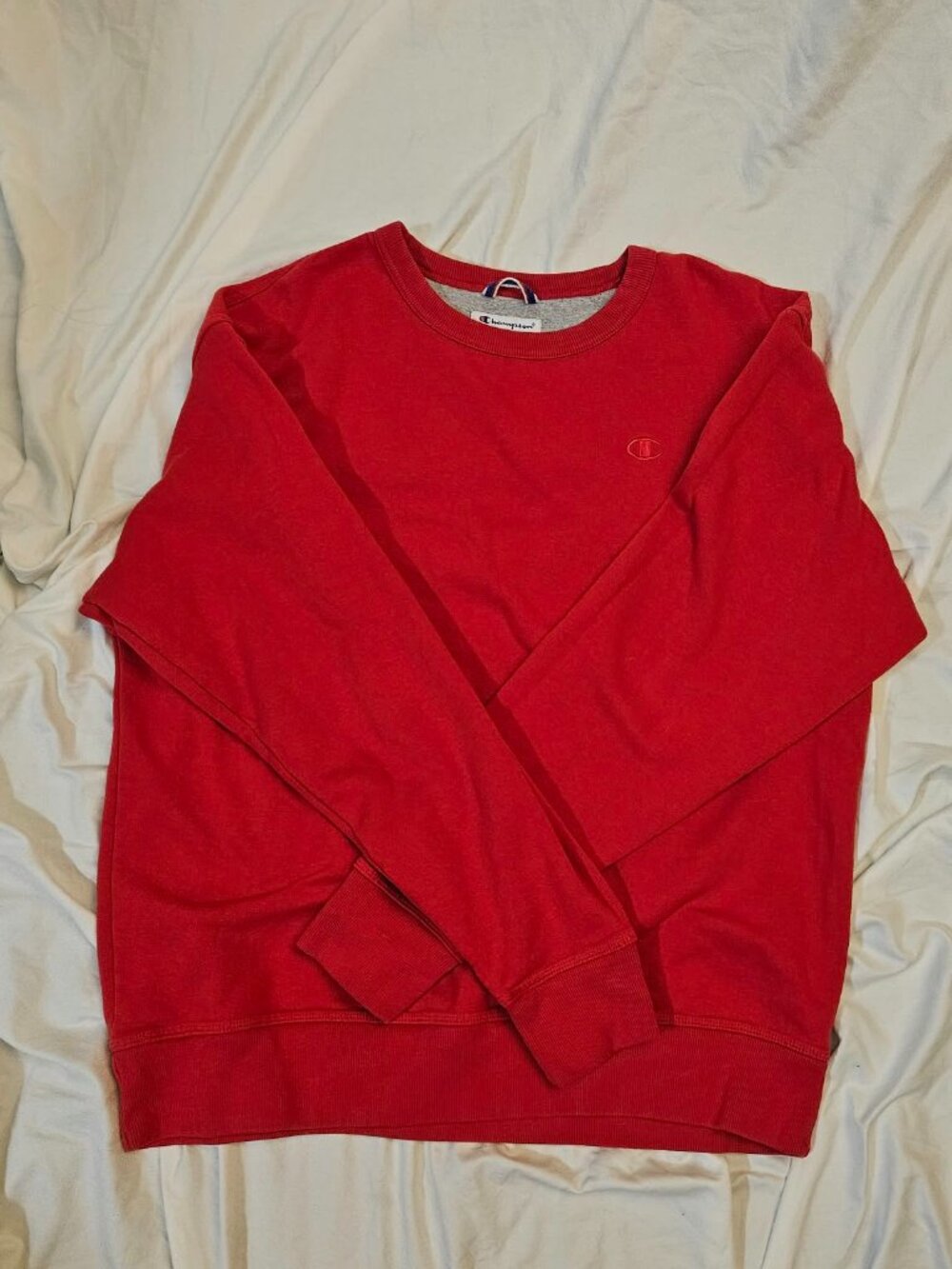 Champion Authentic Athleticwear Red Crewneck Sweatshirt Embroidered Logo Large